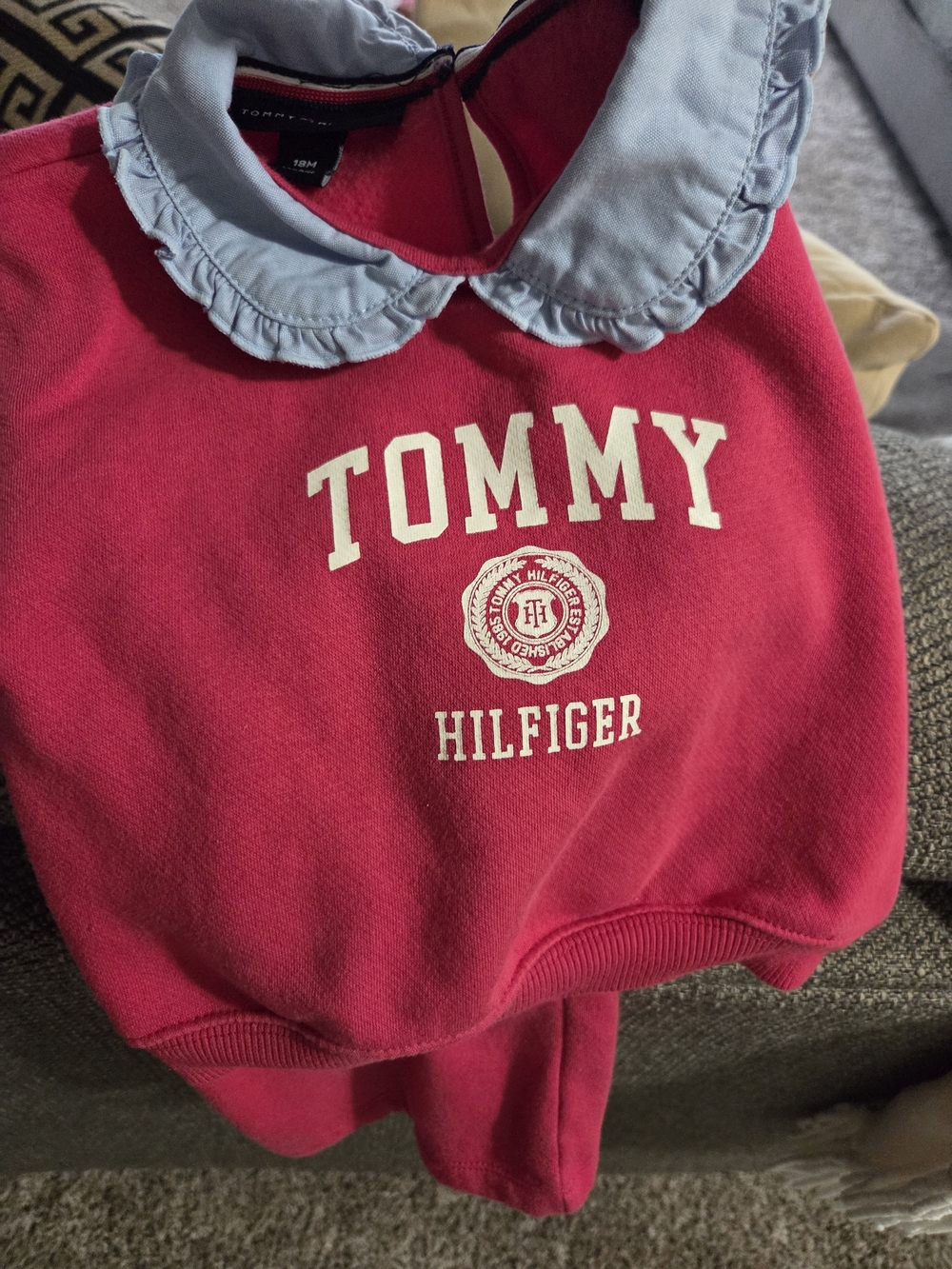 Tommy Hilfiger Hot Pink Set with Light Blue Ruffled Collar